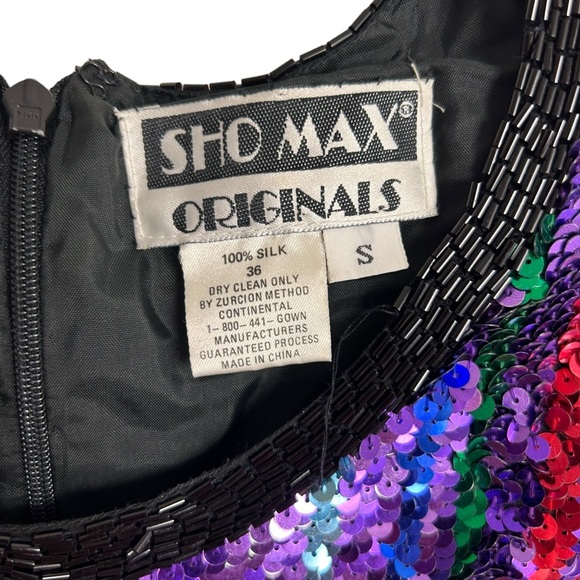 SHO MAX Originals Silk Sequined Back Zip Vintage Silk Top. EUC SZS - Picture 2 of 6